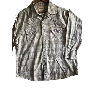 Wrangler Mens XXL Western Fashion Snap Shirt Plaid Cotton/Polyester Long Sleeve